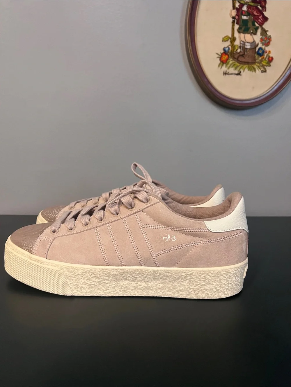 Gola Women's Suede Platform Sneaker in Light Pink